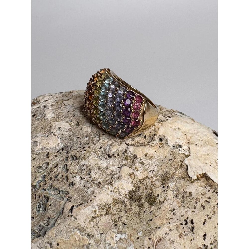 Multi Gemstone Rainbow Ring Gold Vermeil Sterling Silver Ring